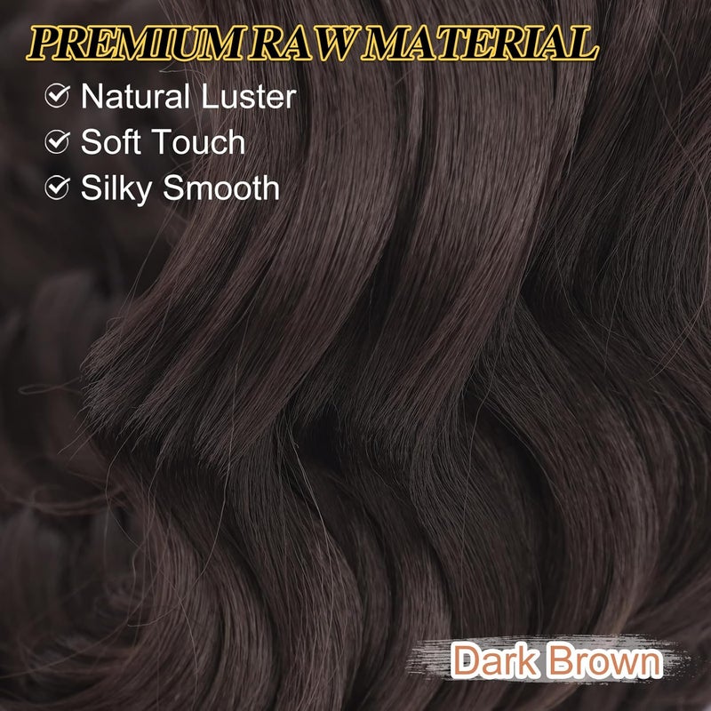 BARSDAR Ocean Wave Crochet Braiding Hair, 55 cm 6 Packs Deep Wave GoGo Curl Crochet Hair for Women Synthetic Boho Braids Long Wavy Curly Braids Hair Extension – Dark Brown - Image 4