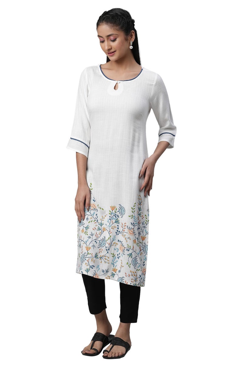 Aurelia White Floral Printed Women Kurta - Image 1