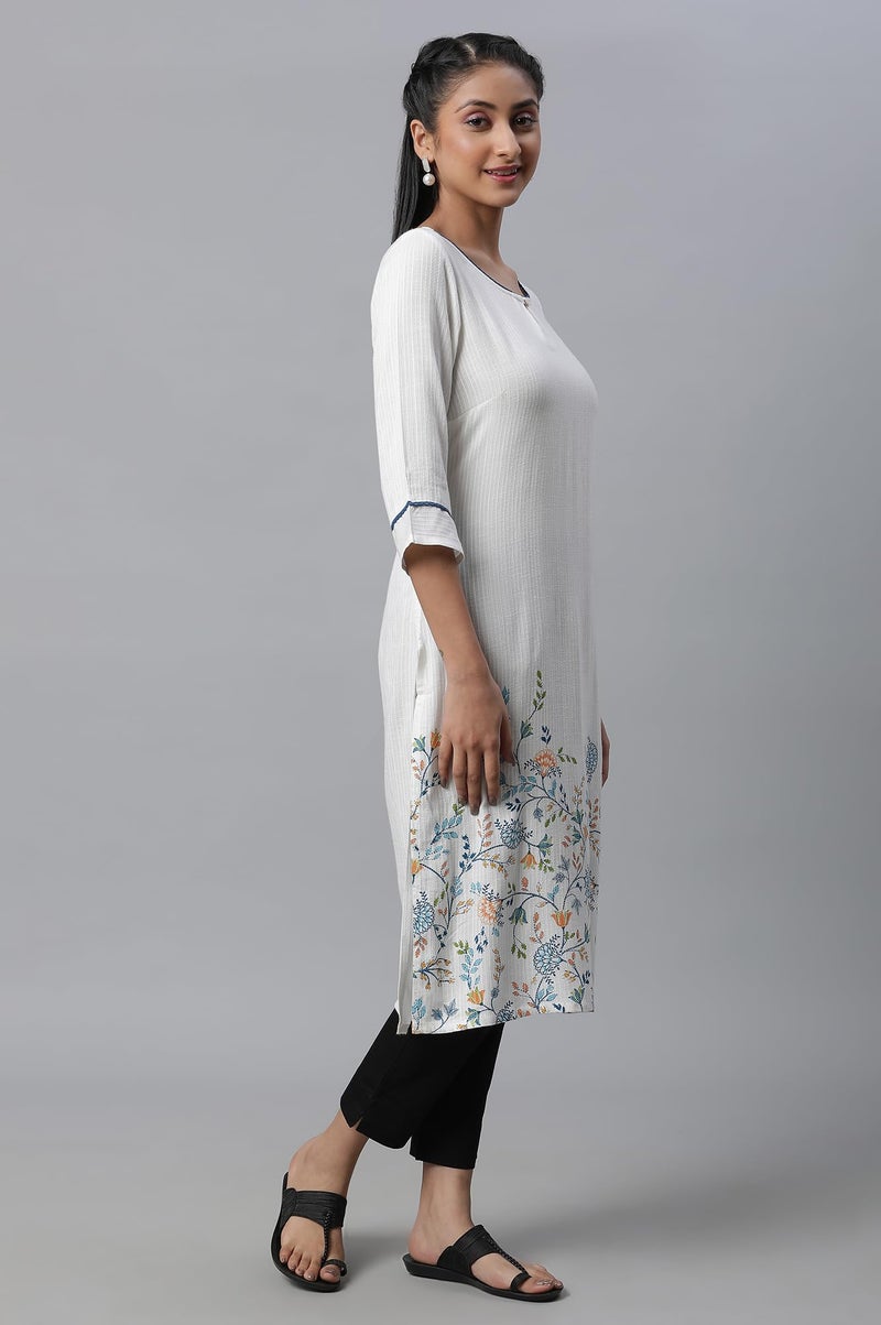 Aurelia White Floral Printed Women Kurta - Image 3