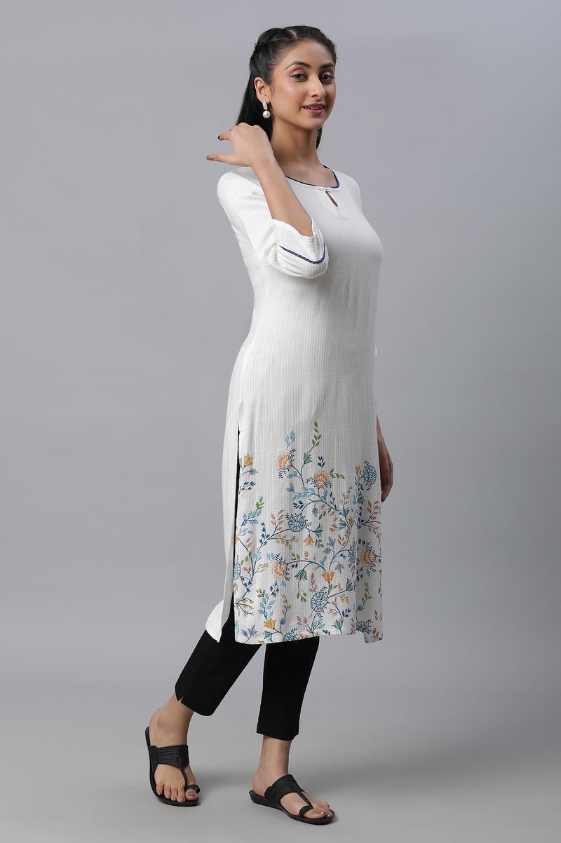 Aurelia White Floral Printed Women Kurta - Image 5