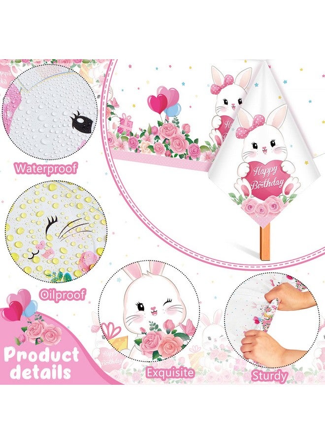 Jecery 3 Pcs Bunny Party Supplies Tablecloth Bunny Plastic Happy Birthday Party Bunny Party Decorations Rabbit For Girl Boy Birthday Themed Party Gift - Image 4