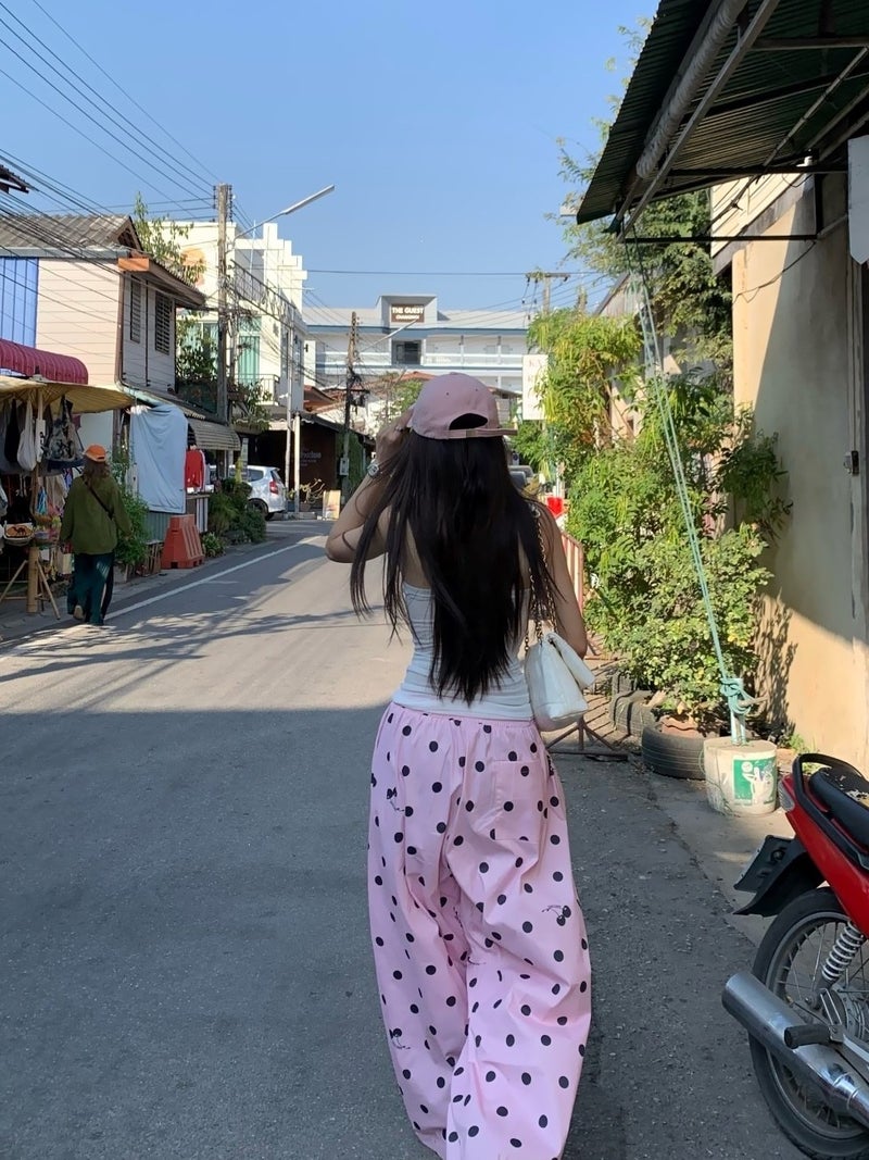 بنطلون هاريم مطبوع بنقاط البولكا للنساء ZZ - Image 4