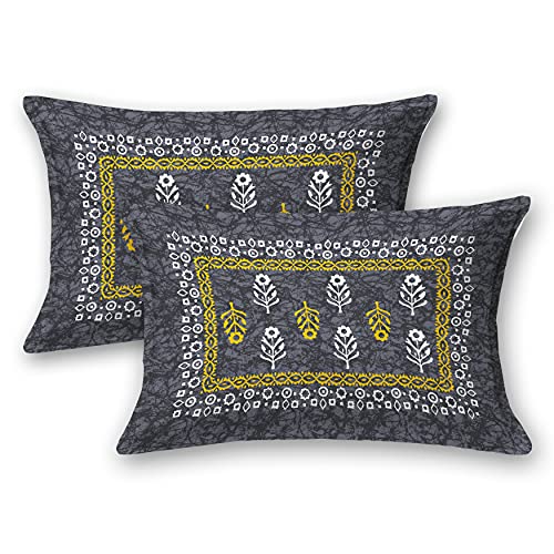 SheetKart 144 TC Motif Printed Jaipuri Cotton Double Bedsheet with 2 Pillow Covers, Light Grey - Image 5