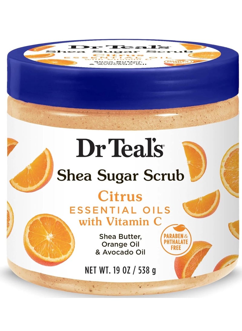 دكتور تيل مقشر الجسم بزبدة الشيا والسكر من دكتور تيلز، برائحة الحمضيات مع الزيوت العطرية وفيتامين سي، 538 غرام - Image 1