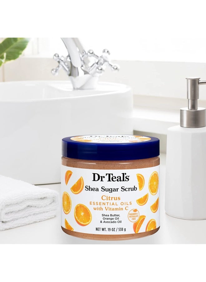 دكتور تيل مقشر الجسم بزبدة الشيا والسكر من دكتور تيلز، برائحة الحمضيات مع الزيوت العطرية وفيتامين سي، 538 غرام - Image 3