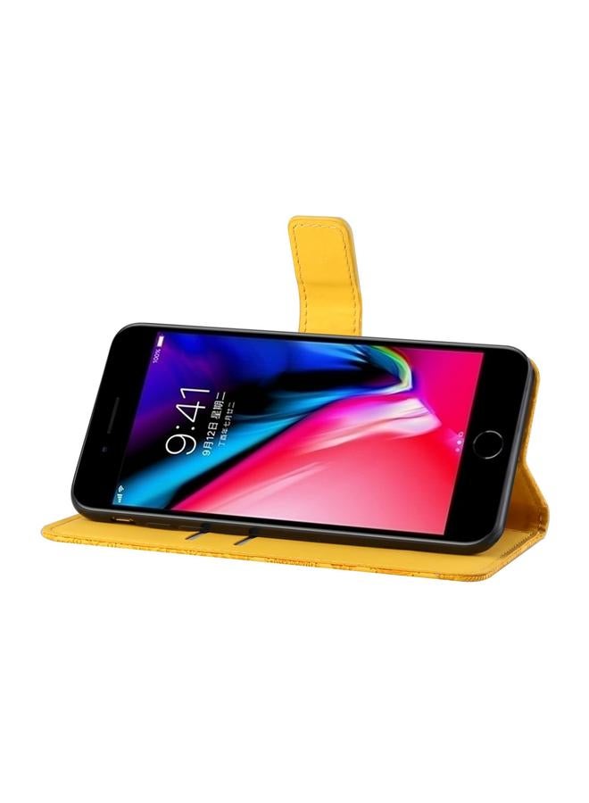 اس-توب جراب جلدي أفقي قابل للطي بنقشة عرقية مع حامل وفتحات للبطاقات ومحفظة وحبل لهاتف iPhone 8 Plus / 7 Plus - Image 5