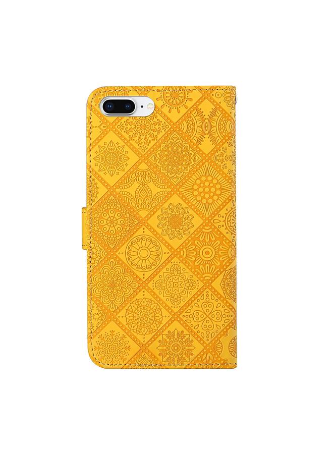 اس-توب جراب جلدي أفقي قابل للطي بنقشة عرقية مع حامل وفتحات للبطاقات ومحفظة وحبل لهاتف iPhone 8 Plus / 7 Plus - Image 4