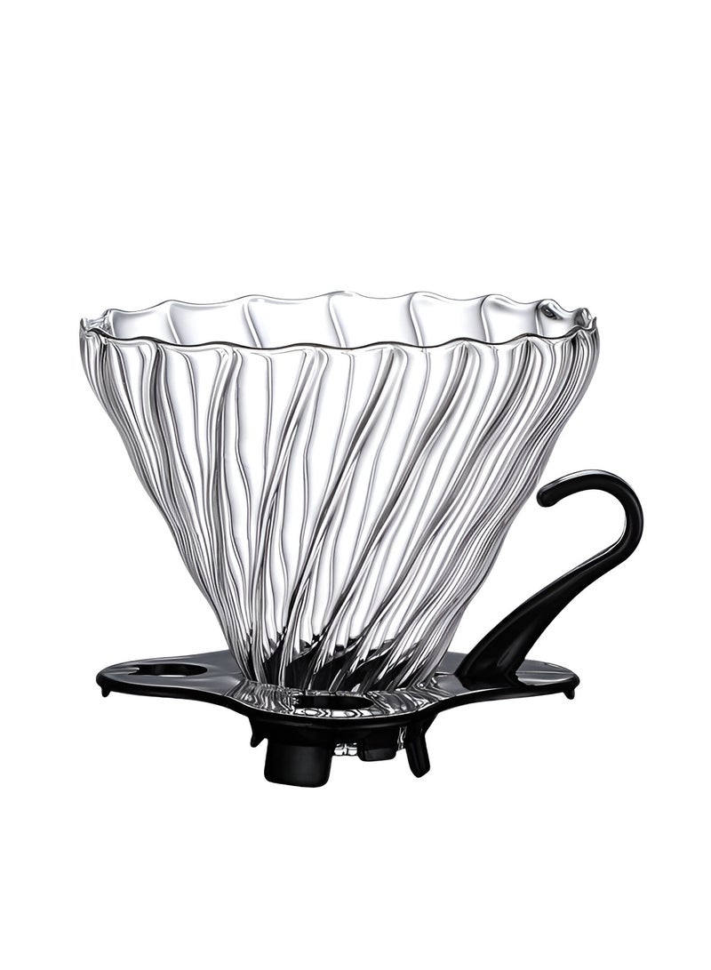 لوكشري قمع قهوة زجاجي فاخر V60 - قمع قابل لإعادة الاستخدام على طراز V60 لتحضير القهوة بالسكب - Image 1