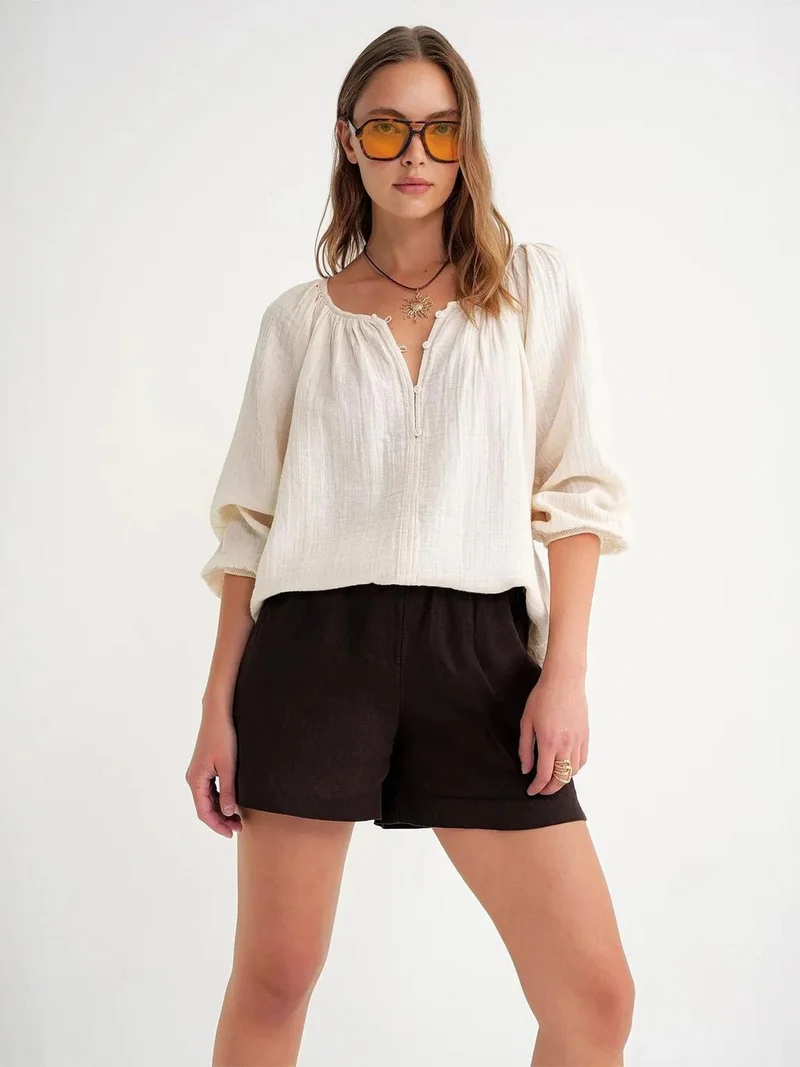 MixRay Mixray Buttoned Muslin Blouse