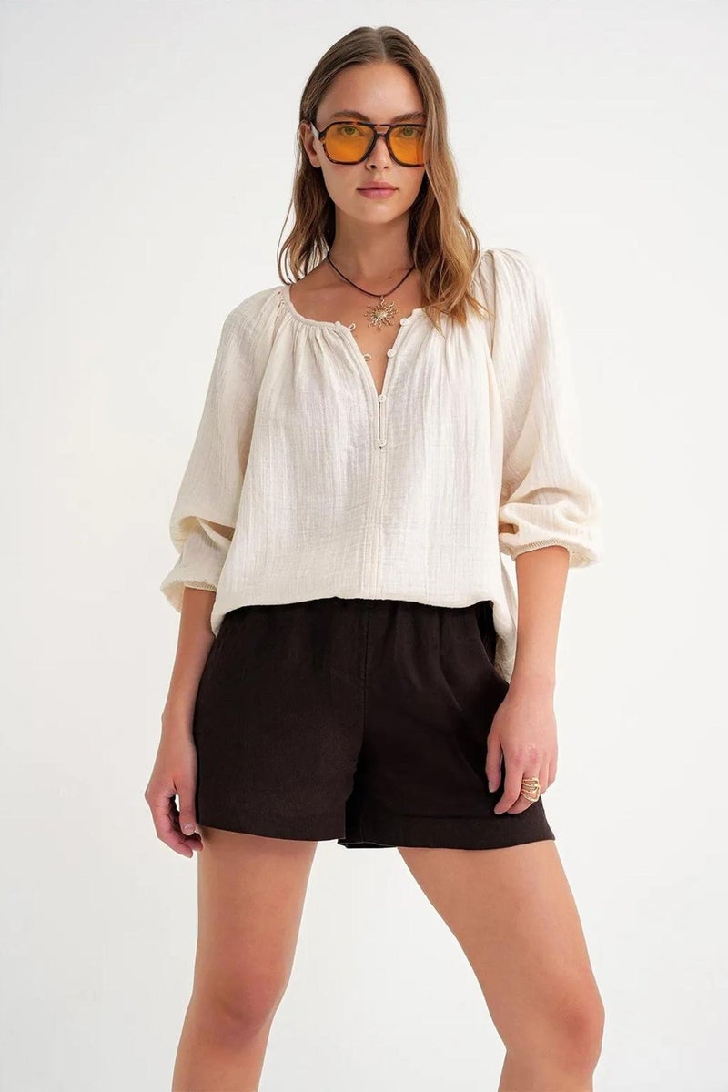 Mixray Buttoned Muslin Blouse - Image 1