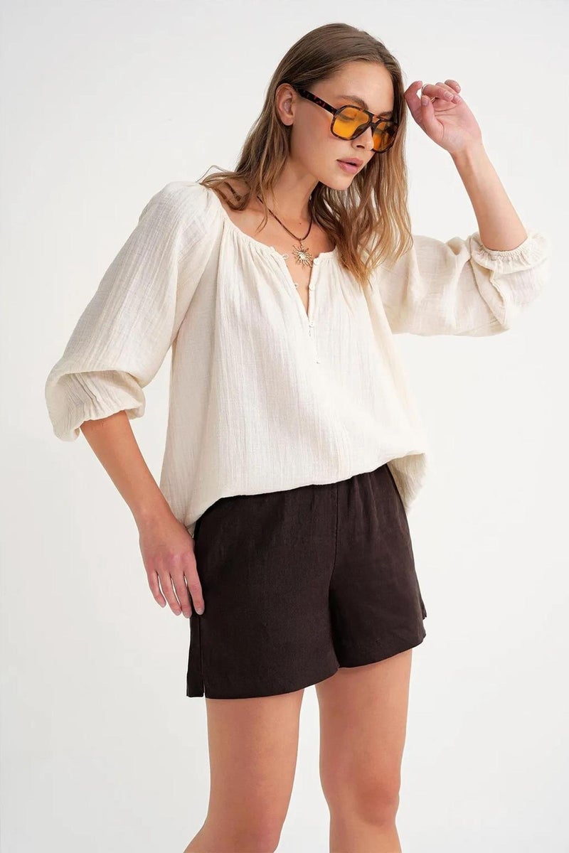 Mixray Buttoned Muslin Blouse - Image 3