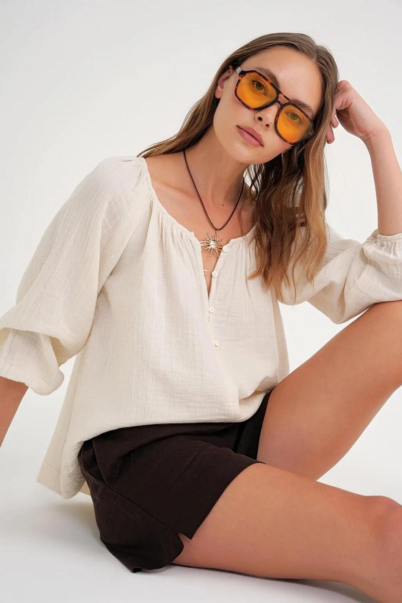Mixray Buttoned Muslin Blouse - Image 4