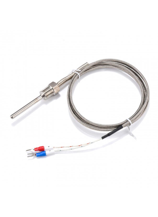 Jaybva Waterproof K Type Grounded Thermocouple - Jaybva Temperature Sensor Probe for PID Temperature Controller Two Wire Stainless Steel NPT 1/4 inch Pipe Thread 0~500 with 2m Insulation Lead Shield Wire  - Image 1