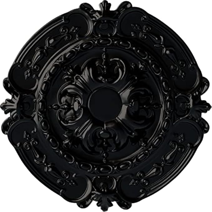 CM17SOBLF SOUTHAMPTON CEILING MEDALLION, 16 3/8"OD X 1 3/4"P (FITS CANOPIES UP TO 2 3/4"), HAND-PAINTED JET BLACK
