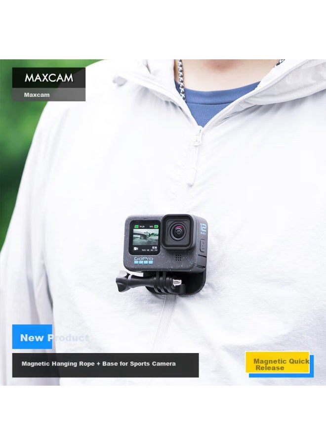 Maxcam Neck Magnetic Suction Hanging Rope Chest Fixed Strap Magnetic Iron Base Bracket Accessories For Yi Action Camera Ace Pro 2/gopro 13/12 - Image 1