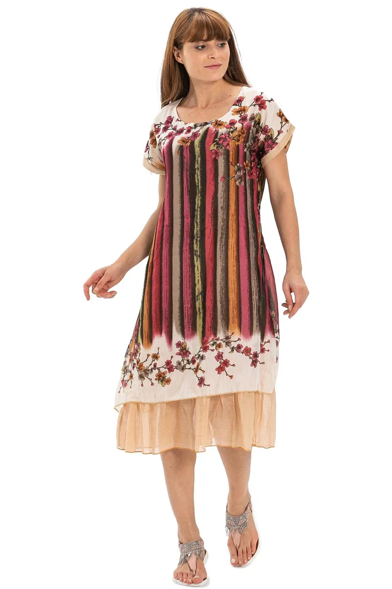 اليش شيل بيزي Floral Stripe Dress