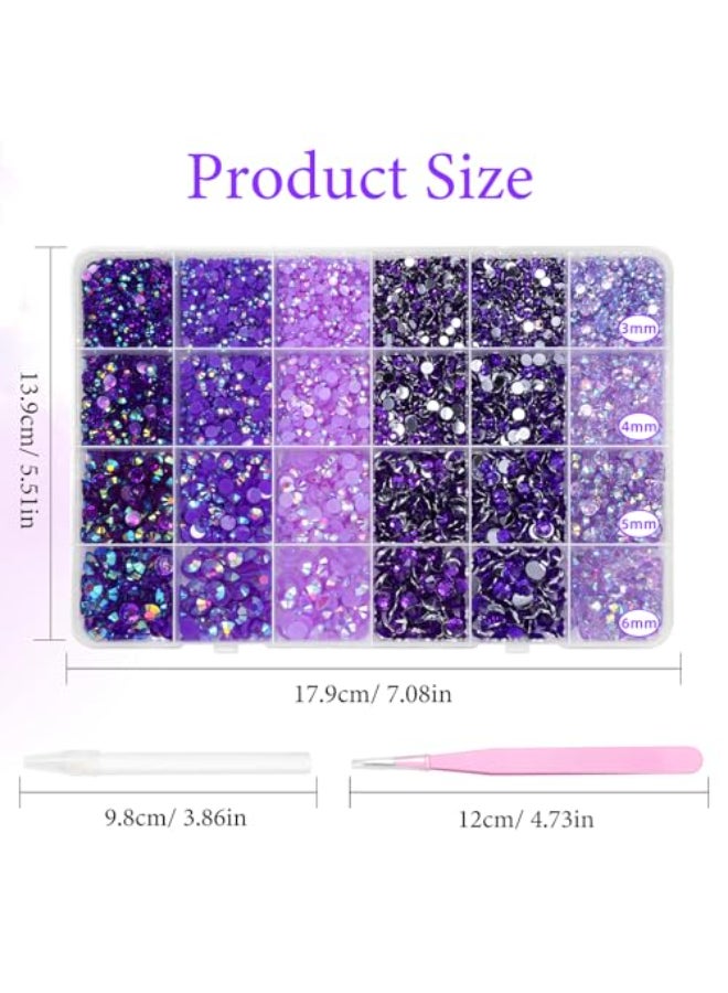 Cynailli 18000 Pcs 3D Purple Jelly Rhinestones for Crafting Flatback Resin Jelly Bedazzled Gems for Crafts 36 mm Half Round Gems Rhinestones for Nails Art Eyes Makeup DIY Crafts Supplies - Image 3