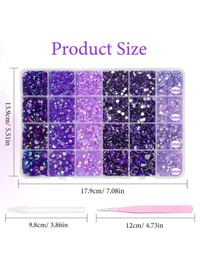 Cynailli 18000 Pcs 3D Purple Jelly Rhinestones for Crafting Flatback Resin Jelly Bedazzled Gems for Crafts 36 mm Half Round Gems Rhinestones for Nails Art Eyes Makeup DIY Crafts Supplies - Image 4