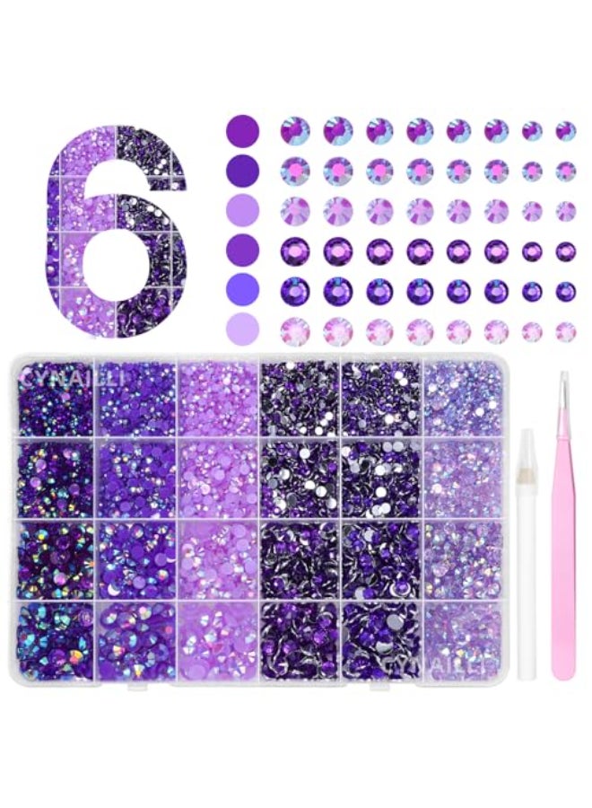 Cynailli 18000 Pcs 3D Purple Jelly Rhinestones for Crafting Flatback Resin Jelly Bedazzled Gems for Crafts 36 mm Half Round Gems Rhinestones for Nails Art Eyes Makeup DIY Crafts Supplies - Image 1