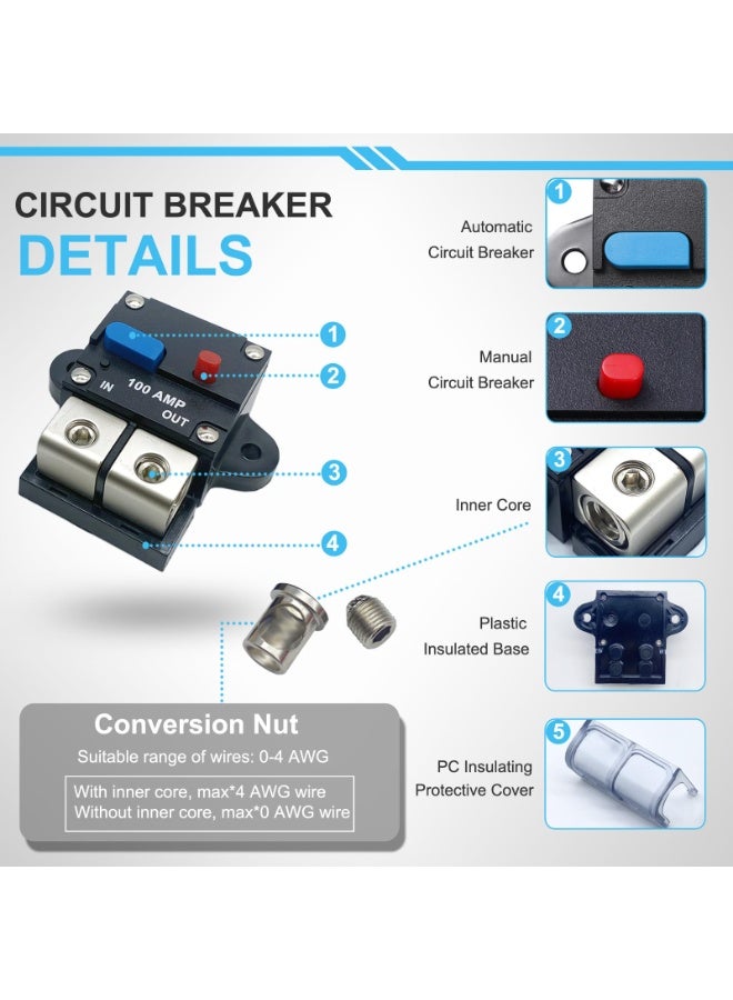 Generic Circuit Breaker Resettable Circuit Breaker Self Recovery Circuit Breaker Manual Reset Button for Car Audio and Amps Protection (Size : 300A)  - Image 3