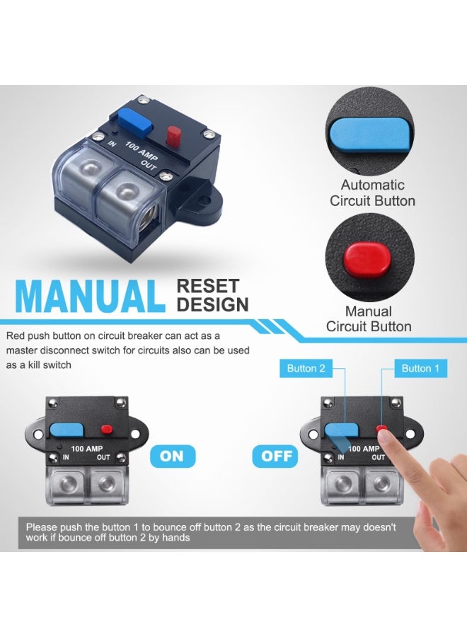 Generic Circuit Breaker Resettable Circuit Breaker Self Recovery Circuit Breaker Manual Reset Button for Car Audio and Amps Protection (Size : 300A)  - Image 2