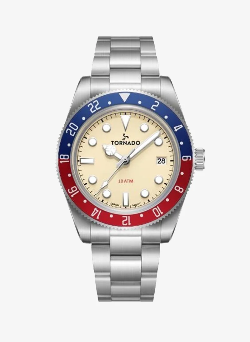 TORNADO Men's Stainless Steel Analog Watch T24006-SBSI - 40 mm