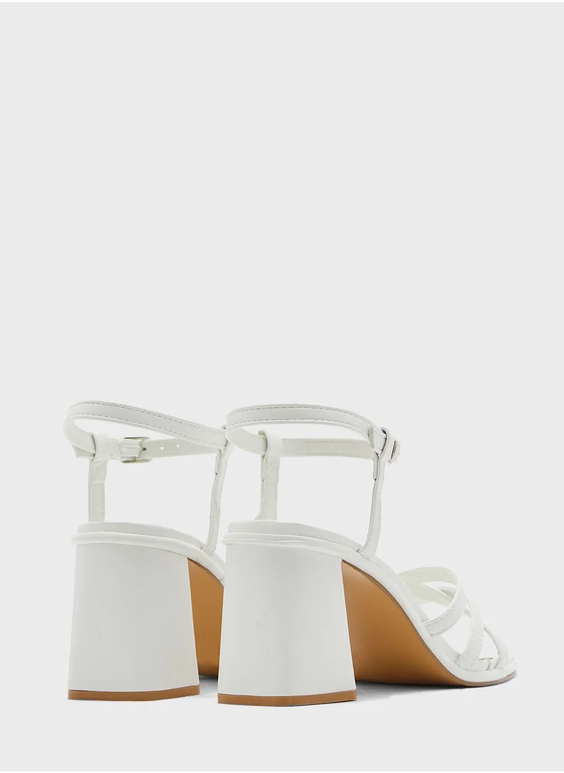 ELLA Double Crossover Strap Block Heel Sandal