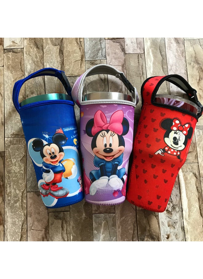 Generic - Factory Wholesale Cartoon Ice Cream Cup 30Oz Car Cup Vacuum Cup Cover Portable Drop-resistant Handbag Diving Material Cup Cover-Color:Blue Apricot Flower-Capacity:900ml(30oz Ice Cream) - Image 1