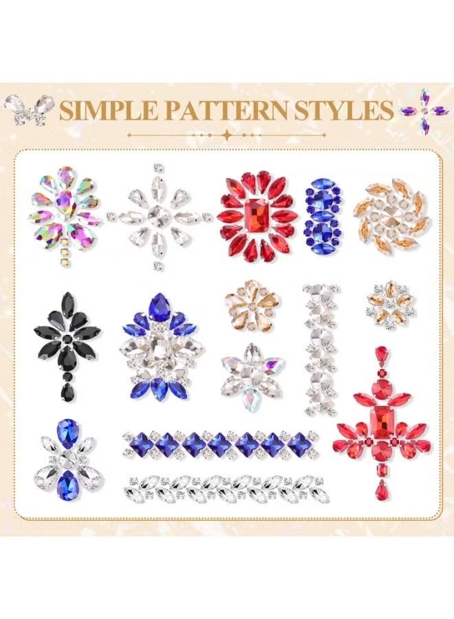 GIFT 120 PCS White Bedazzling Sew on Rhinestones, Mixed Shape Charms Claw Flatback Glass Rhinestone with Metal Base for Crafting, Large Gems for Clothes Shoes Hats Collars Bags & Sewing Accessories - Image 3