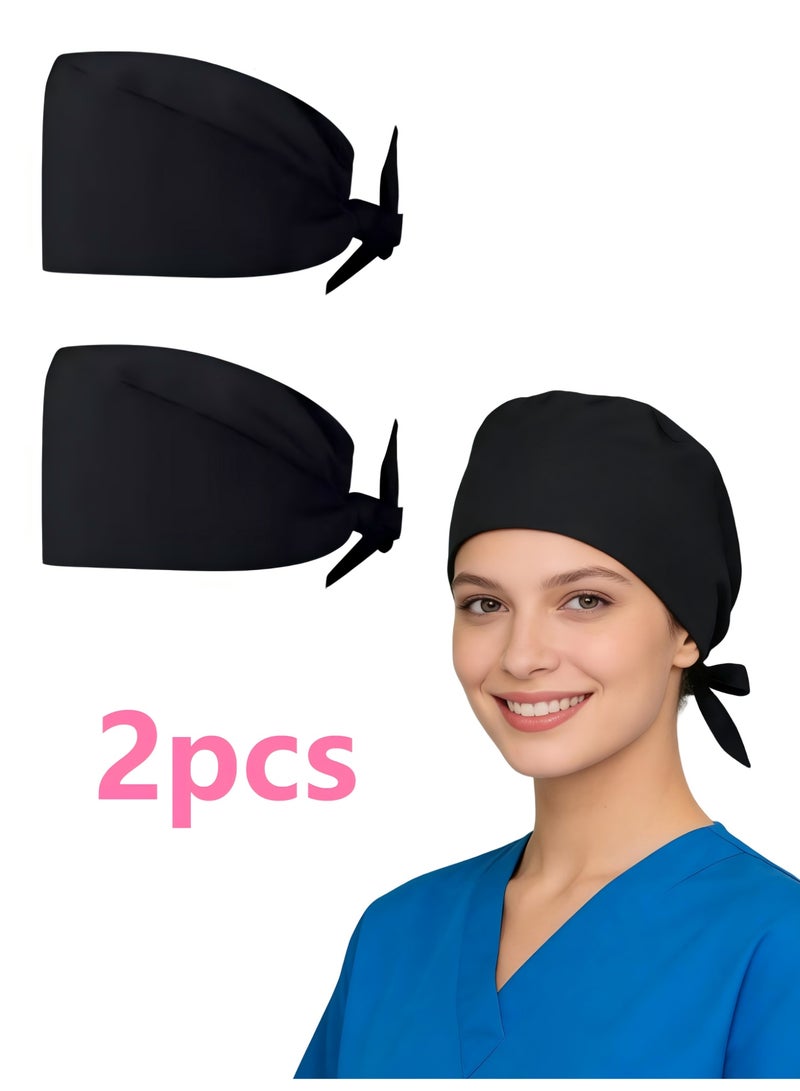 2pcs Medical Cotton Surgical Cap Fluffy Cap Black - Image 1