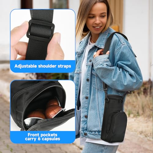 Homakover Portable Espresso Maker Carry Bag, Storage Case for Coffee Maker Mini Espresso Machine, Travel Coffee Maker Organizer Pouch with Capsule Storage Bag for RV Camping Car /Adjustable shoulder Strap - Image 4