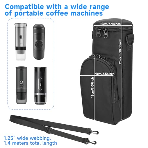 Homakover Portable Espresso Maker Carry Bag, Storage Case for Coffee Maker Mini Espresso Machine, Travel Coffee Maker Organizer Pouch with Capsule Storage Bag for RV Camping Car /Adjustable shoulder Strap - Image 2