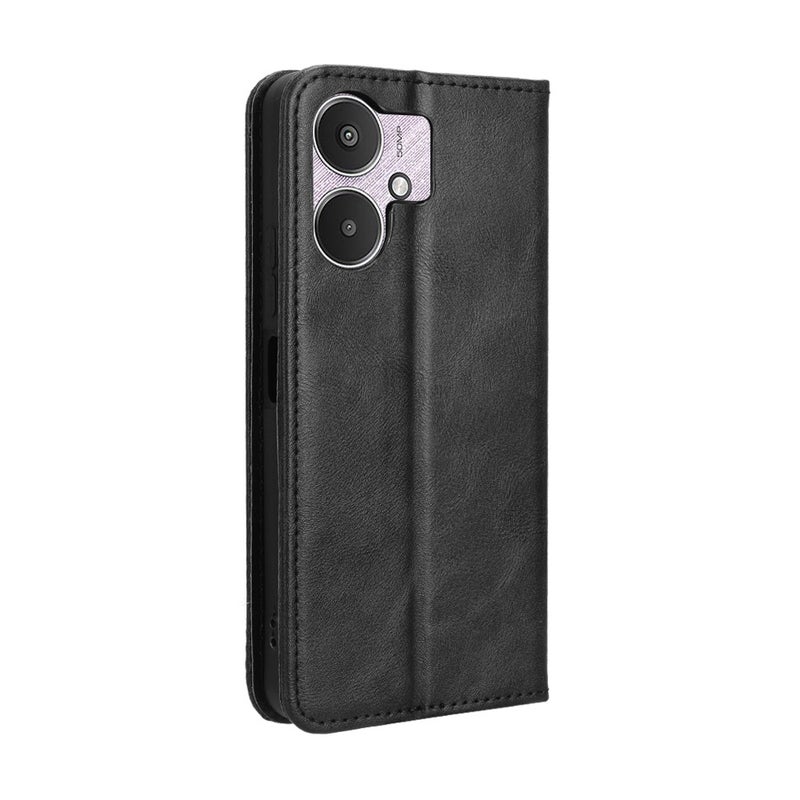 HuHa Case Cover For Xiaomi Redmi 13C 5G / 13R 5G Magnetic Buckle Retro Texture Leather Phone Case(Black) - Image 3
