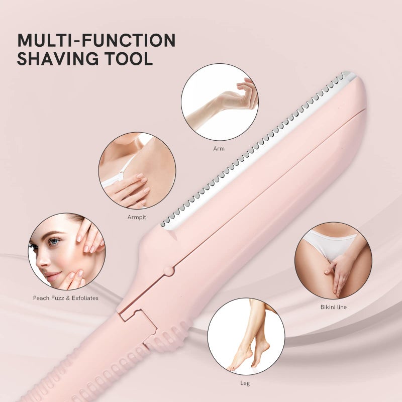 Cut it Eyebrow Razors for Women, Replaceable Face Razors kit, Dermaplane Shaving Tool for Men & Women, Face Razors for Peach Fuzz and Hair Removal, 4pcs Replacement Blades Available - Image 3