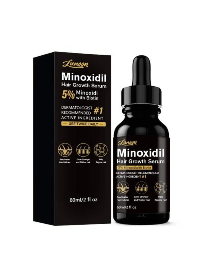 LUNOON 5% Minoxidil Hair Growth Serum for Men, Men Beard Growth with Biotin and Minoxidil Extract Serum for Hair Loss, Thinning and Faster Regrowth Treatment - Image 1