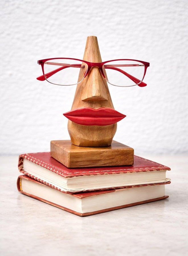 BOGEN LITE Wooden Art Eyeglass Round Shape Spectacle Holder Handmade Mustache Display Stand for Office Desk Gifts Item (Lips) - Image 1