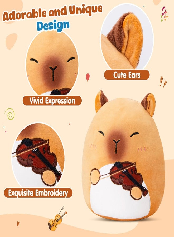 Glow Guards 12'' Brown Capybara Plush Pillow,Soft Capybara Plush Toy Holding Violin,Cute Stuffed Animal Gifts for Boys Girls Kids for Music Lovers - Image 3