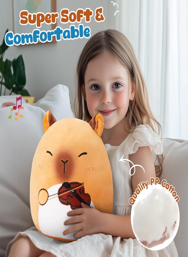 Glow Guards 12'' Brown Capybara Plush Pillow,Soft Capybara Plush Toy Holding Violin,Cute Stuffed Animal Gifts for Boys Girls Kids for Music Lovers - Image 4