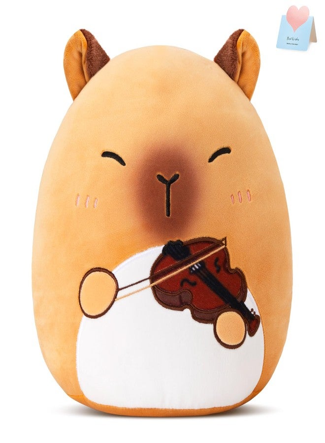 Glow Guards 12'' Brown Capybara Plush Pillow,Soft Capybara Plush Toy Holding Violin,Cute Stuffed Animal Gifts for Boys Girls Kids for Music Lovers - Image 1
