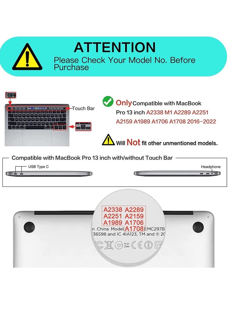 Ntech - MacBook Pro 13 Case 2019 2018 2017 2016 Release A1706/A1708/A1989/A2159/A2338/A2251/A2289, Hard Case Shell Cover and Keyboard Skin Cover for MacBook Pro 13 Inch with/Without Touch Bar - Image 1