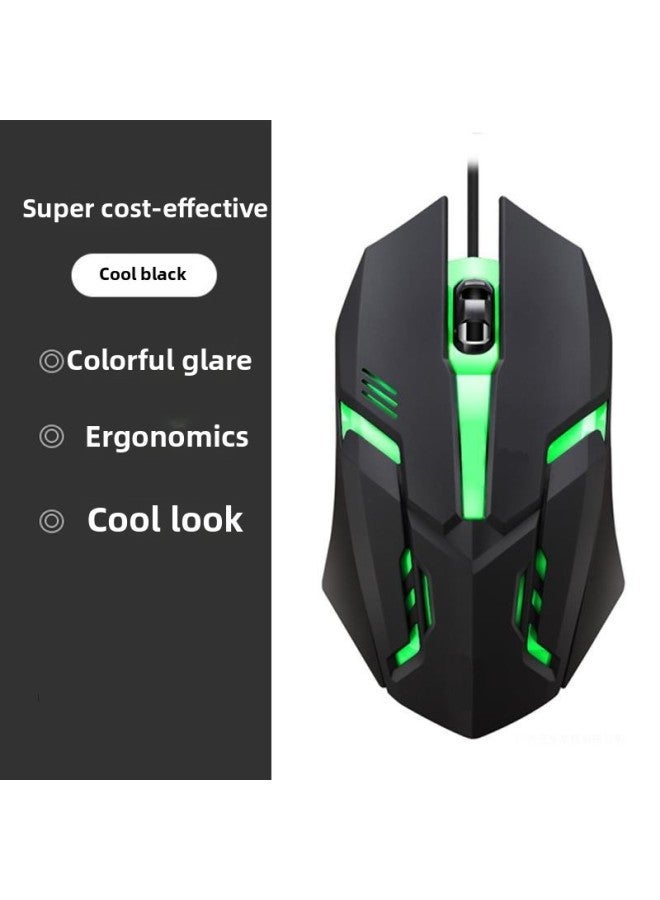 Colorful Luminous Mouse Wired USB Interface Game Office Desktop Notebook Universal Men And Women DPI Speed Adjustable-Color:Matte Black 【3 Levels DPI】 + Pad 1.5m Cord Length-Interface:Official Stand - Image 2