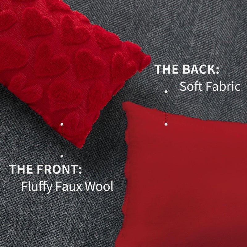DFXSZ Valentine's Day Pillow Covers 12x20 Red Hearts Decor Red Lumbar Pillow Cover Decorations for Valentines Holiday Decor Case for Home Couch 103A12 - Image 5