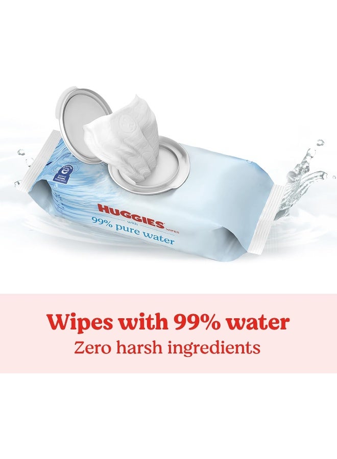 Huggies 99% Pure Water Baby Wipes, Unscented, 9 flip-top packs (3 Packs of 3), 504 Wipes Total, Packaging May Vary - Image 3