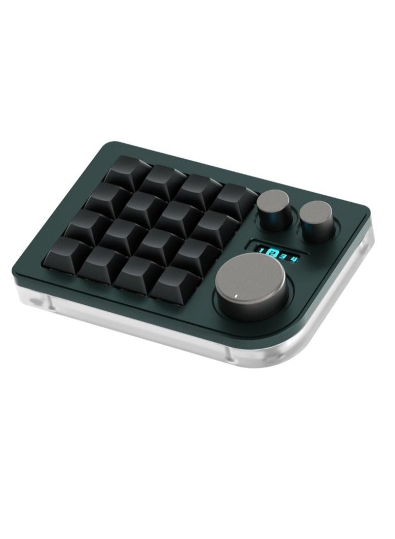 لوحة مفاتيح ماكرو ثلاثية المقابض، لوحة مفاتيح صغيرة قابلة للبرمجة، لوحة مفاتيح ميكانيكية ماكرو بيد واحدة، لوحة مفاتيح محمولة لبرامج تصميم الألعاب والرسم (قطعة واحدة، أخضر) - Image 1