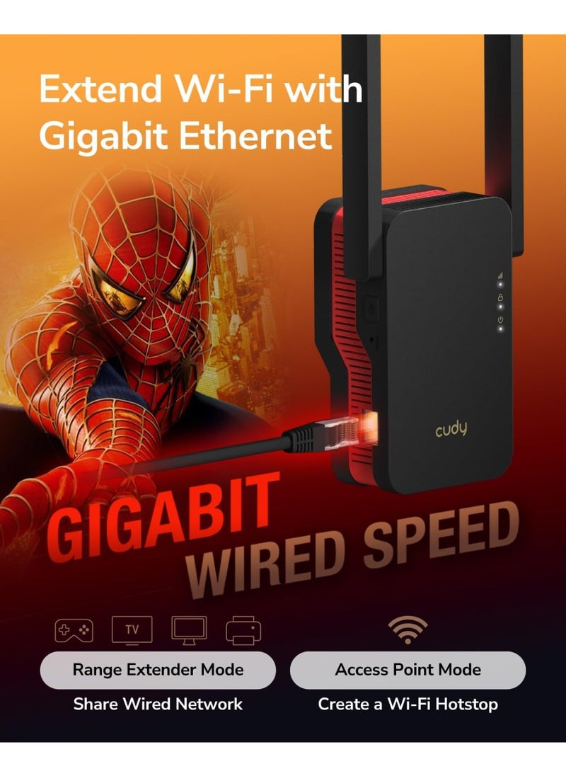AX3000 Dual Band Wi-Fi 6 Extender, WiFi 6 Repeater Coverage up to 3000 Sq.Ft. and 70 Devices, 802.11ax, 160MHz, MU-MIMO, Beamforming, OFDMA, WPA3