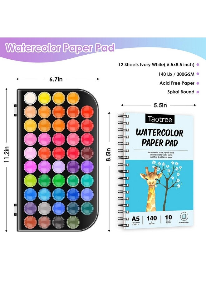 Taotree Watercolor Paint Set 48 Colors Watercolors Painting Kit Washable Water Colors With 10 Paint Brushes Brush Pen Palette Drawing Pad Arts Crafts Painting Supplies Art Set For Kids Adults Artist - Image 5