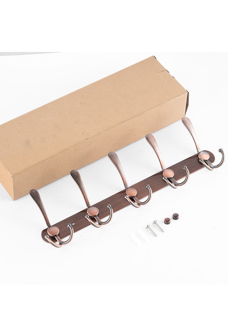 Generic - 5 Hooks Coat Hooks for Wall Stainless Steel Coat Racks Heavy Duty Coat Hooks Wall Mounted - Wall Hanger Wall Hooks and Clothes Hooks Brown - Image 1