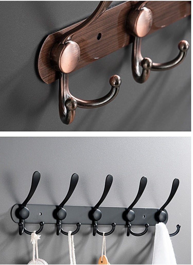 Generic - 5 Hooks Coat Hooks for Wall Stainless Steel Coat Racks Heavy Duty Coat Hooks Wall Mounted - Wall Hanger Wall Hooks and Clothes Hooks Brown - Image 1