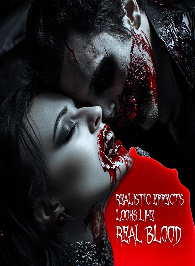 Festicy Authentic 2.5 fl oz Fake Blood I Realistic Halloween Make up I For Vampire Costumes I Washable Fake Blood for Halloween & Carnival I Ideal for Zombie & Vampire Makeup Kit - Image 5