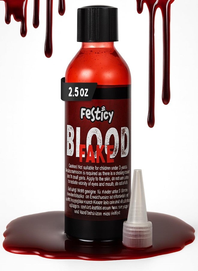 Festicy Authentic 2.5 fl oz Fake Blood I Realistic Halloween Make up I For Vampire Costumes I Washable Fake Blood for Halloween & Carnival I Ideal for Zombie & Vampire Makeup Kit - Image 1